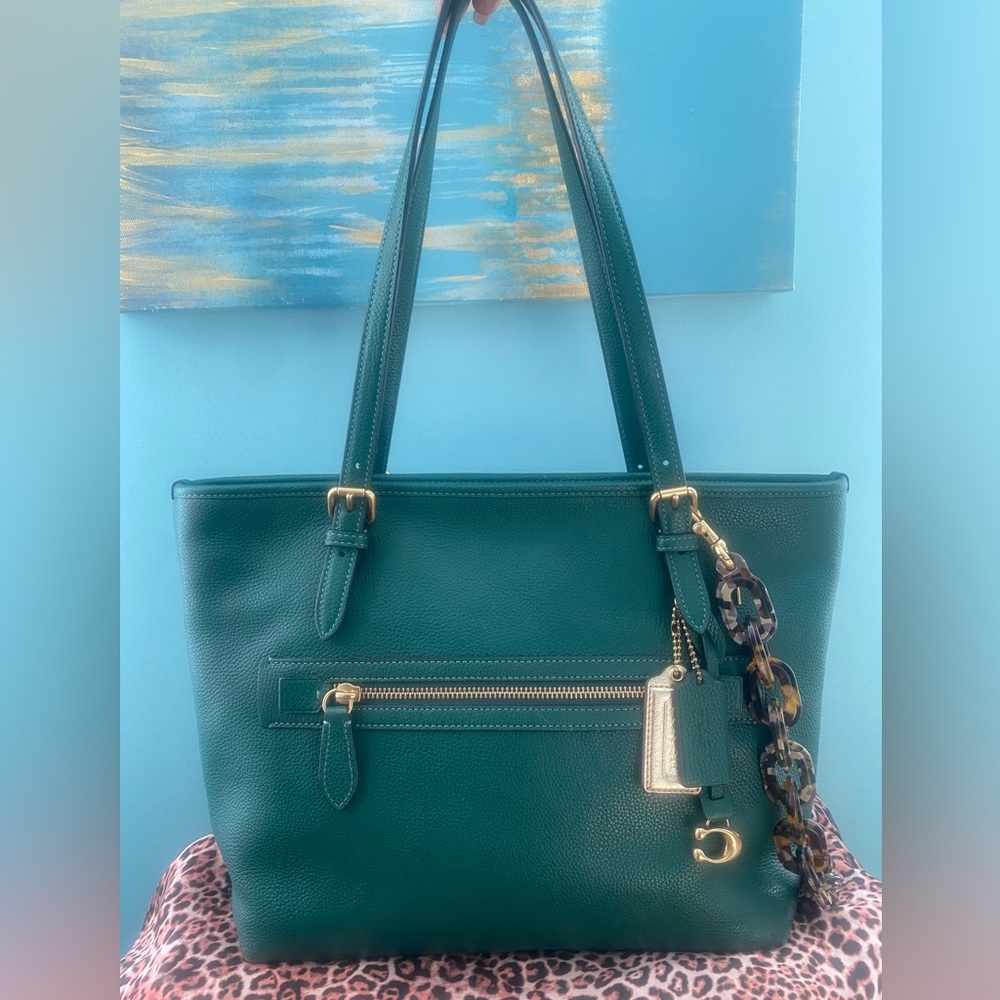 Coach Taylor pebbled leather tote - pine Green